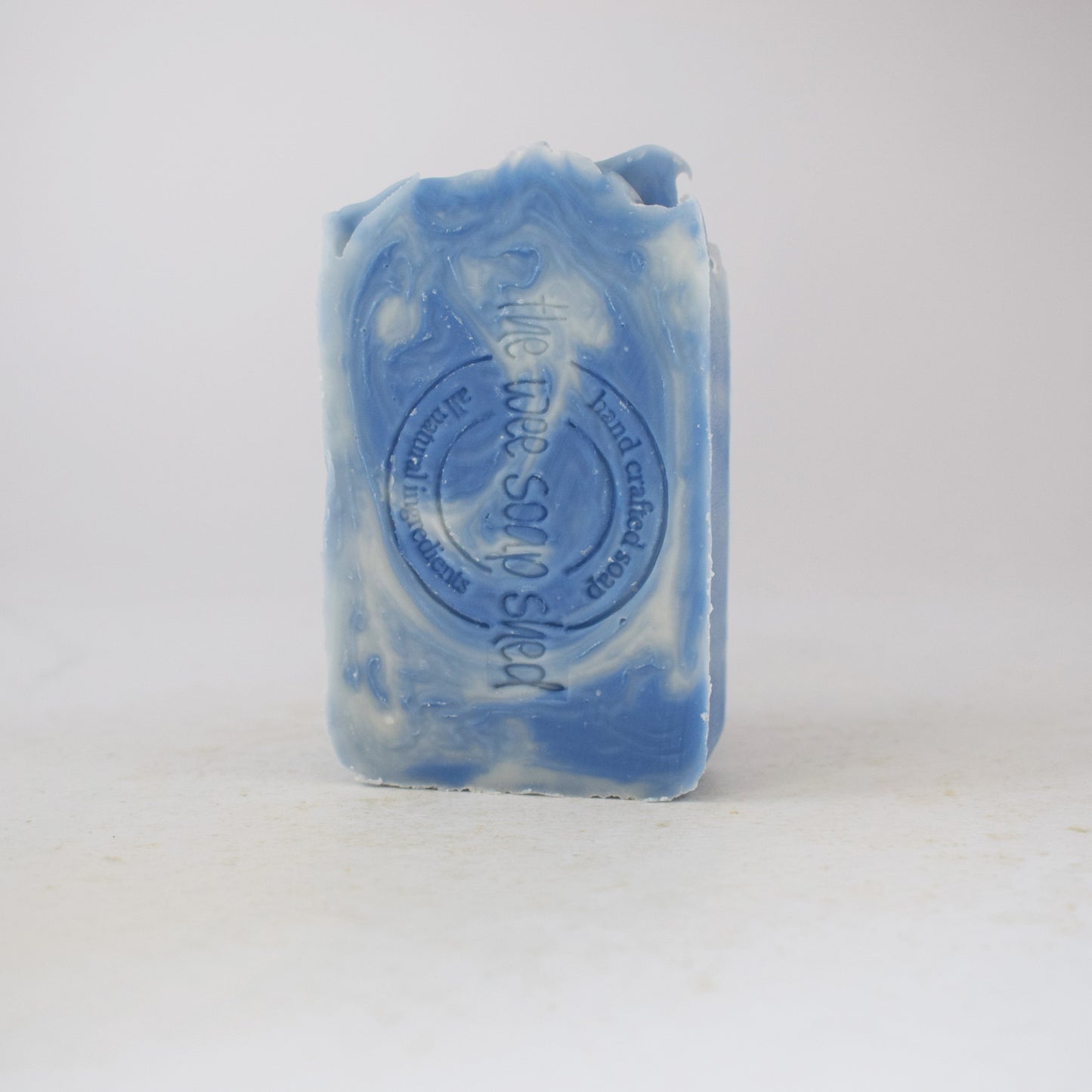 Blue marbled peppermint scented tallow soap bar