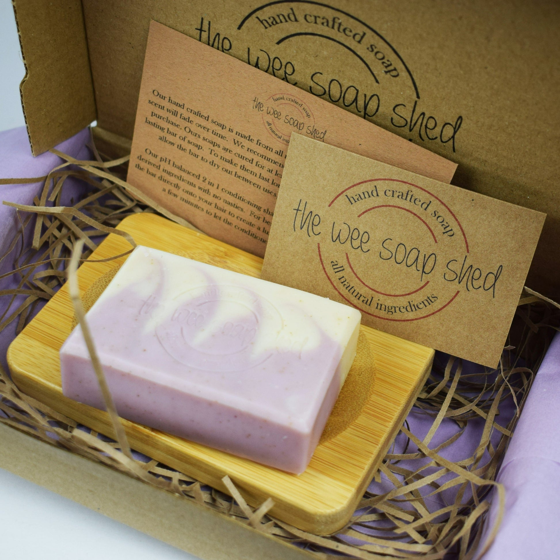 Gift Set with Bamboo Soap Dish and Bar of handmade natural soap